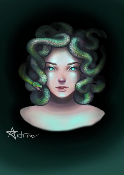 Medusa fanart of me. If you're adore this art, you could buy this design in RedBubble. Medusa Artwork, Medusa Gorgon, Medusa Art, Snake Hair, Arte Indie, Medusa Tattoo, Digital Art Gallery, Occult Art, Mythology Art