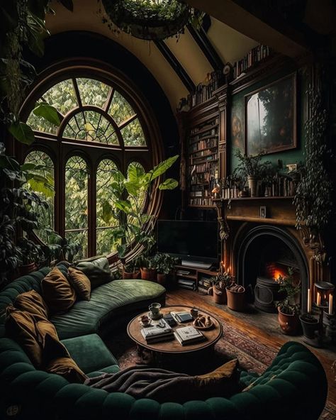 ♡Luna☆Owl♡ on Instagram: “Which of these fantasy home libraries is your favorite, 1,2,3, or 5? 📚 These really made me wonder if luxury hobbit We’re a thing, would…” Ethereal Room, Casa Hobbit, Fantasy Rooms, Interior Design Per La Casa, Fantasy Homes, Dark Home Decor, Dark Home, Fantasy House, Dream House Rooms