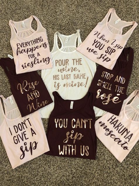 Wine Themed Bachelorette Party Shirts, Winery Bachelorette Party Shirts, Wine Country Bachelorette Party Ideas, Themed Bachelorette Party Ideas Outfits, Bachelorette Party Ideas Winery, Vino And Veils Bachelorette, Winery Bachelorette Theme, Wine Themed Bachelorette Party Ideas, Winery Themed Bachelorette Party