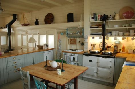 Boat Kitchen, Aga Kitchen, English Cottage Kitchens, 1930s Bungalow, West Wittering, Train Carriage, Old Railway, Country Kitchen Designs, Country Kitchens