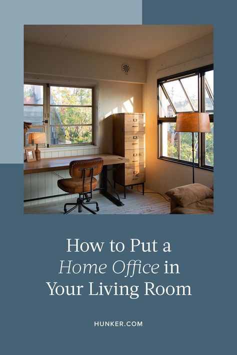 It doesn't matter if you have a ton of space or very little, you can put a home office in your living room. The trick is to use your square footage wisely and keep your design schemes cohesive. And if you find yourself working from home more often, it might be time to start your remote space revamp ASAP. #hunkerhome #homeoffice #homeofficeideas #livingroom #livingroomideas Homework Space In Living Room, Homework Space, Minimalist Desk, Comfy Pillows, Open Living Room, Rest And Relaxation, Doesn't Matter, Vintage Chairs, Family Living