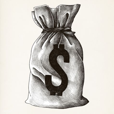 Hand drawn money sack isolated on background | premium image by rawpixel.com Money Bag Tattoo, Money Sack, Money Vintage, Money Tattoo, Free Illustration Images, Drawing Bag, Hand Images, Old Tattoos, Desenho Tattoo