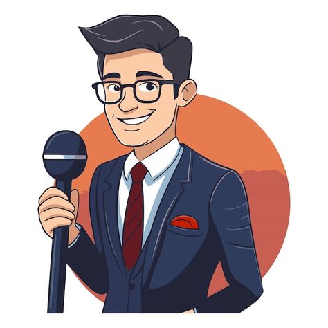 Journalist Drawing, Microphone Drawing, Office Cartoon, News Microphone, Graphic Design Vector, Project Work, Architecture Concept Drawings, Architecture Concept, Cartoon Images