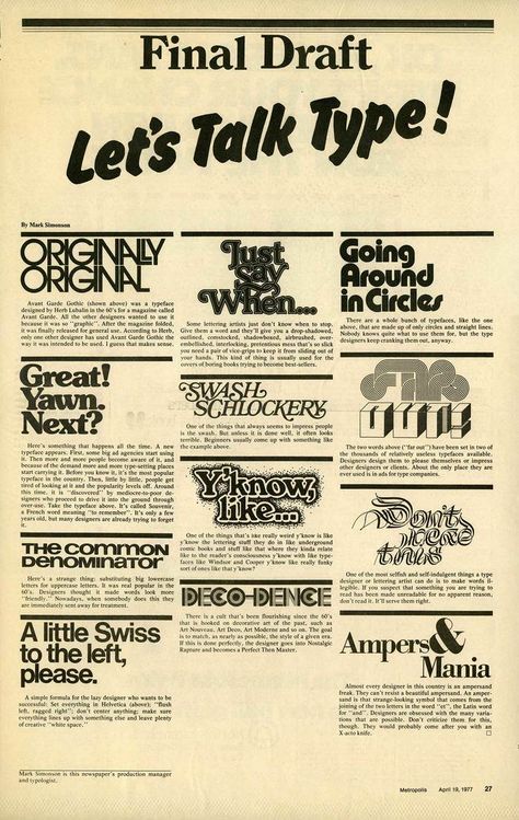 Let’s Talk Type! from Metropolis newspaper Alfabet Font, Vintage Newspaper, Newspaper Design, Graphic Design Fonts, Brand Fonts, Typeface Design, Vintage Typography, Circle Design, Graphic Design Typography