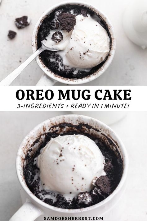 Easy Oreo Cake Recipe, Easy Oreo Cake, Oreo Mug Cake, Oreo Mug, Mug Dessert Recipes, Oreo Dessert Easy, Microwave Mug Recipes, Oreo Cookie Cake, Fast Easy Desserts