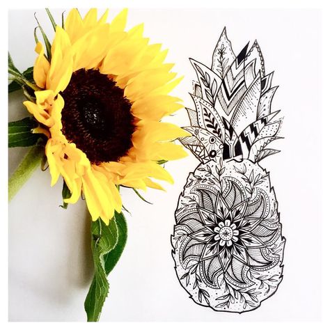 Be a pineapple,wear a Pineapple Drawing, Hawaii Tattoos, Pineapple Tattoo, Vegas Tattoo, Be A Pineapple, Mandala Tattoo Design, Sunflower Tattoo, Doodle Sketch, Mandala Tattoo