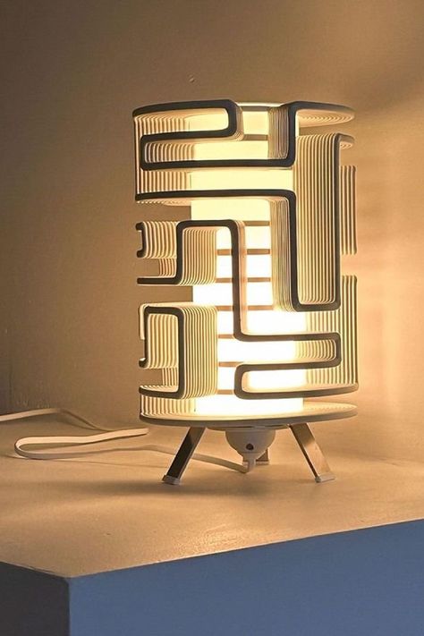 This Maze Lamp is by Dutch designer Stijn van Aardenne. The fabrication process is quite novel.   "No two Maze Lamps are alike," van Aardenne writes. "They all start with a unique seamless pattern that is extruded around a rotating axis on a 3D printer." As for the material, "plastic from shredded refrigerators [is] the main ingredient!"  📸 Stijn van Aardenne ⁠ -----⁠ #industrialdesign #Core77 #industrialdesignmagazine #3Ddesign #DesignInspiration #3Dprinting #lampdesign Directory Design, Fluid Design, Digital Fabrication, Design Jobs, Magazine Design, Design Firms, Design Awards, Lamp Design, 3d Design