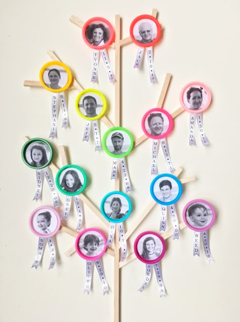 Family Tree Kindergarten, Diy Family Tree Project, Family Tree Diy, Diy Family Tree, Family History Crafts, Family Trees Diy, Family Tree For Kids, Family Tree Craft, Make A Family Tree