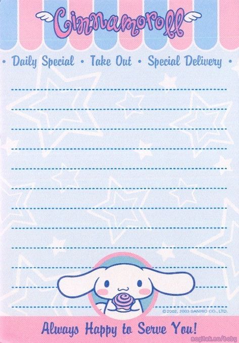 Cinnamoroll Memo Pad, Cinnamoroll Stationary, Kawaii Printables, Note Printable, 3d Wallpaper Cute, Ipad Planner, Bullet Journal Design Ideas, Planner Printables, Cute Notes