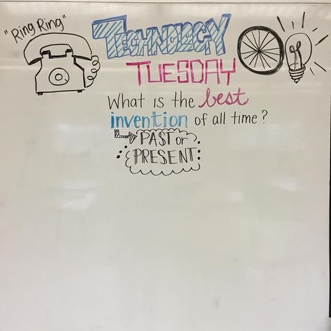 On Technology Tuesday, students can listen to books on tape or watch an author read their book online. Tuesday Prompts, Tuesday Whiteboard Prompt, Whiteboard Questions, Whiteboard Prompts, English 101, Whiteboard Ideas, Whiteboard Messages, Journal Topics, Quick Writes