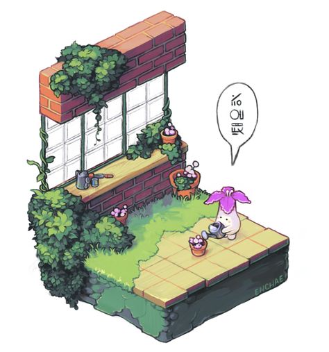 Enchae on Twitter: ""Greenhome" #art #illustration #krita… " Isometric Drawing, Pixel Art Tutorial, 8bit Art, Isometric Art, Pix Art, Pixel Art Games, Isometric Design, Isometric Illustration, Pixel Art Design