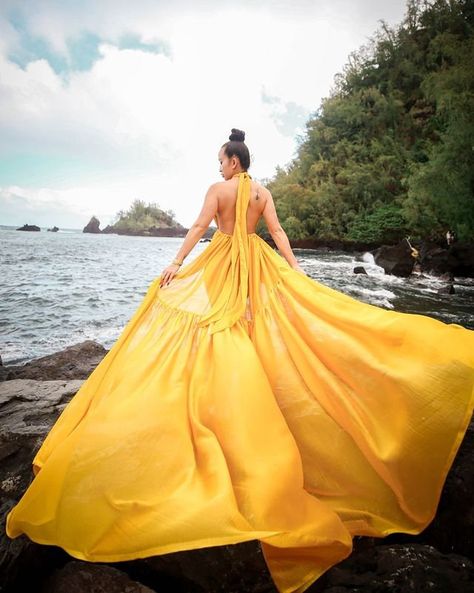 Long Flying Dress | Flying Dress for Photoshoot| Long Train Dress | Photoshoot Dress | Flowy Dress | Satin Dress | Santorini Flying Dress by BBsquareclothing on Etsy Tulle Photoshoot, Yellow Flowy Dress, Santorini Flying Dress, Long Train Dress, Orange Evening Dresses, Infinity Gown, Tulle Gowns, Dress For Photoshoot, Flying Dress