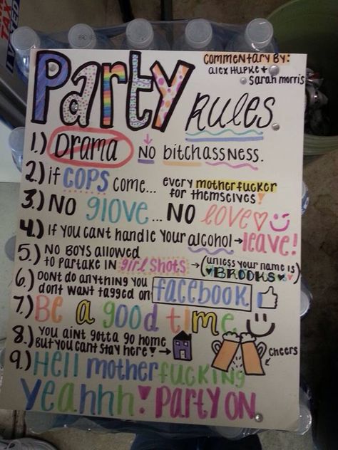 PARTY RULES! Too funny! 18th Party Ideas, 18th Party, Party Rules, No Boys Allowed, Color Party, Too Funny, Sports Day, Drinking Humor, Party Funny