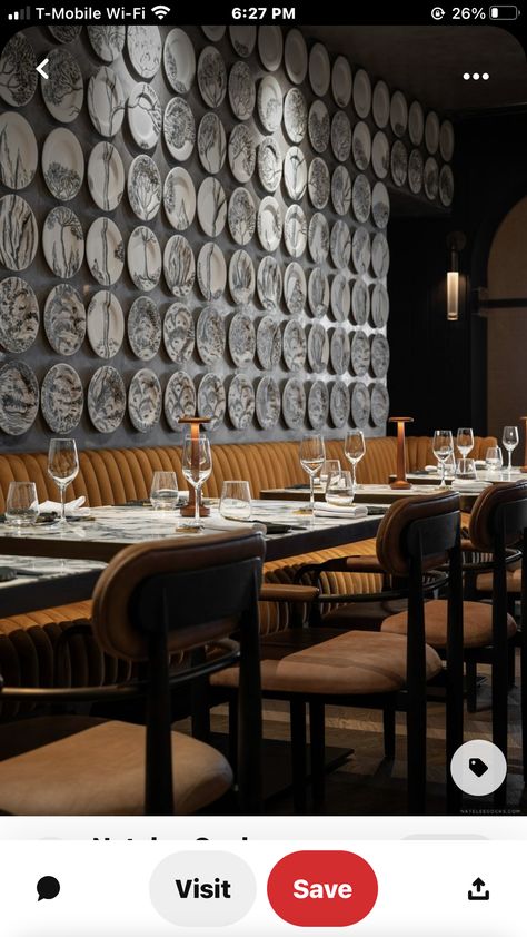 Restaurant Feature Wall Ideas, Accent Wall Restaurant, Restaurant Feature Wall, Restaurant Wall Design, Modern Restaurant Design, Bar Design Awards, Food Inspired, Clay Clay, Modern Restaurant