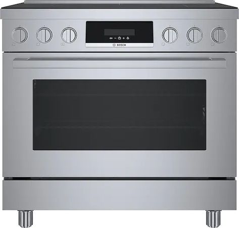 Bosch 800 Series 36" Induction Industrial Style Range Stainless steel HIS8655U - Best Buy Bosch Appliances Kitchen, Oven Freestanding, Bosch 800 Series, Bosch Kitchen, Industrial Chic Design, Slide In Range, Induction Range, Kitchen Appliance Packages, Single Oven