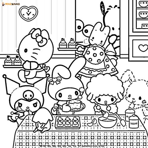 Sanrio Coloring Pages, Sanrio Coloring, Blank Coloring Pages, Family Coloring Pages, Hello Kitty Colouring Pages, Kitty Coloring, Hello Kitty Coloring, Hello Kitty And Friends, Detailed Coloring Pages