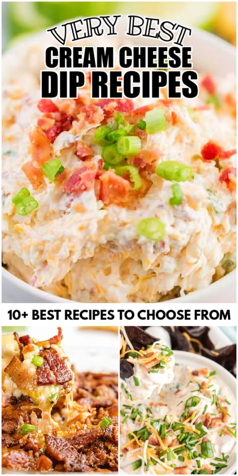 These Cream Cheese Dip Recipes are some of the easiest dip recipes you can make and they're so delicious that everyone will be begging you for the recipe! Flavored Cream Cheese Recipes Savory, Cream Cheese Finger Foods, Cream Cheese Cracker Dip, Dips With Cream Cheese, Easy Cream Cheese Appetizers, Cream Cheese Veggie Dip, Cream Cheese Dip Recipes, Cream Cheese Appetizers, Cream Cheese Salsa Dip