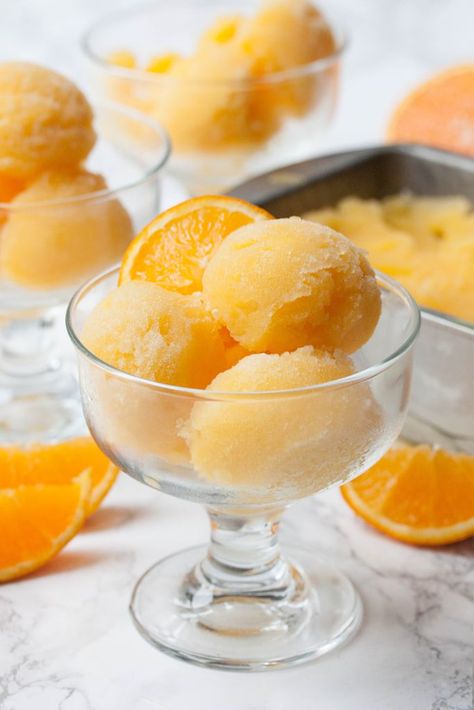 Homemade Orange Sherbet, Orange Sherbet Recipe, Sherbet Recipes, Orange Sherbert, Fruit Sorbet, Orange Cups, Orange Sorbet, Sorbet Recipes, Sicilian Recipes