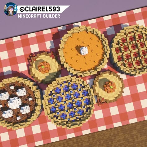 #minecraft #minecraftbuildingideas #minecraftbuilds #pie Food Minecraft Builds, Food Houses Minecraft, Minecraft Waffle House, Minecraft Candy Build, Minecraft Cake Build, Food Banner Minecraft, Minecraft Teapot, Minecraft Food Builds, Minecraft Princess Castle