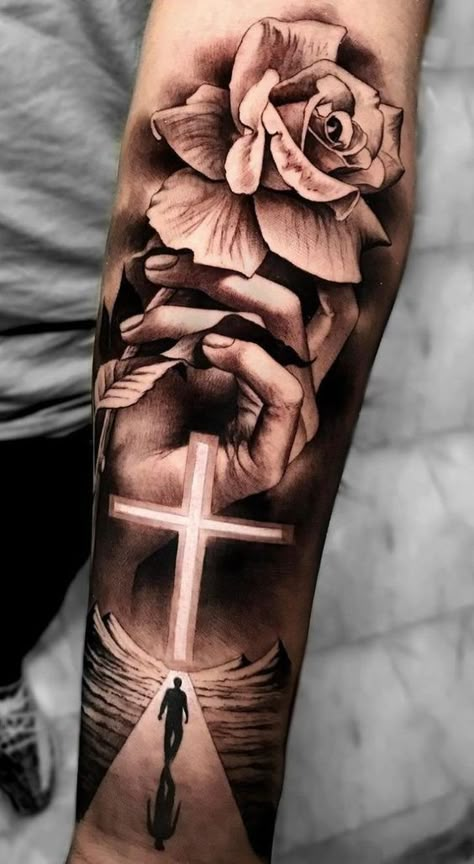 Herren Hand Tattoos, Designs Mehndi, Cartoon Tattoo, Cross Tattoo For Men, More Tattoo, Forearm Sleeve Tattoos, Cross Tattoo Designs, Cool Forearm Tattoos, Jesus Tattoo