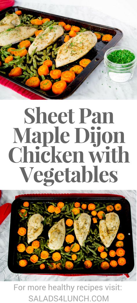 Sheet Pan Maple Dijon Chicken with Vegetables Maple Dijon Chicken, High Blood Pressure Diet Meals, Chicken With Vegetables, Dijon Chicken, Healthy Food Recipes Clean Eating, Pan Dinners, Turkey Dishes, Pan Meals, Healthy Recipies