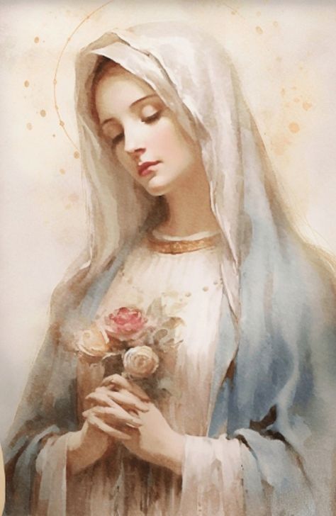 Virgin Mary Painting, Blessed Mother Statue, Catholic Wallpaper, Virgin Mary Art, Mother Mary Images, Mother Images, Catholic Decor, Saint Quotes Catholic, Images Of Mary