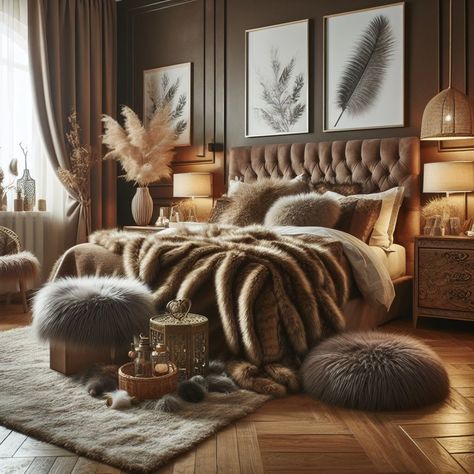 15 Elegant Brown Bedroom Ideas for Warm Ambiance — Lord Decor Chocolate And Green Bedroom, Chocolate Brown Room Aesthetic, Brown And White Bedroom Aesthetic, Shades Of Brown Bedroom Ideas, Brown Upholstered Bedroom Ideas, Dark Brown Walls Bedroom, Brown Home Decor Living Room, Copper Bedroom Ideas, Brown Bedding Bedroom Ideas