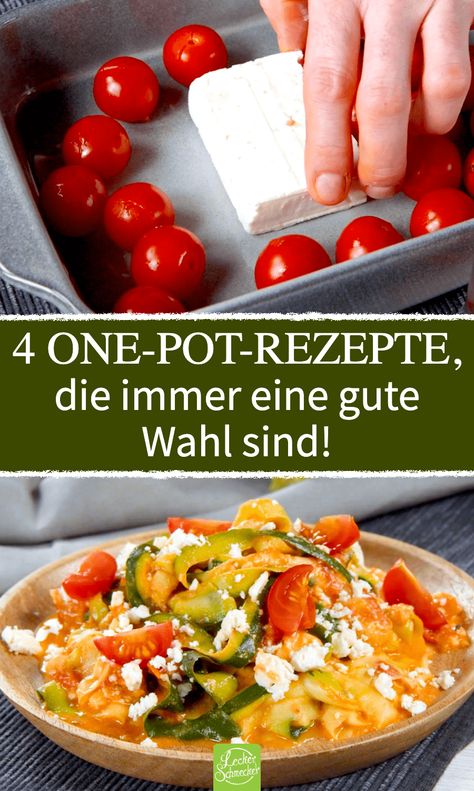 Ein Leben ohne Ohne-Pot-Gerichte? Unvorstellbar! Diese 4 One-Pot-Rezepte sind immer eine gute Wahl, wenn es schnell gehen muss. #onepot #rezepte #einfach via @Leckerschmecker One Pot, Pesto, All In One, Recipes To Cook, Cooking Recipes, Pasta