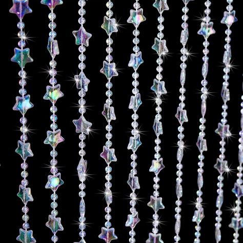 PRICES MAY VARY. ✰ Shiny Crystal Beaded Curtain: 35" wide by 79" long, with 30 strands. ✰ Sparkly Iridescent Design: Decorated with iridescent beads (when rotating them, they shimmer causing a rainbow effect on each and every bead), pretty shiny and sparkly, this curtain is the perfect addition to any space. ✰ Premium Material: Made of high-quality acrylic, smooth & burr-free, beautiful & sparkly, yet durable for long-term use. ✰ Beautiful Home Decor: Suitable for most home decoration styles. Ca 2000s Party Theme, Beaded Curtains Diy, Beaded Curtains Doorway, Curtains Colorful, Hanging Room Divider, Door Beads, Closet Curtains, String Curtains, Hanging Room Dividers