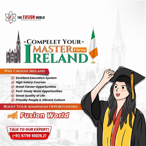 🌍 Dreaming of completing your Master's in Ireland? 🎓 Fusion World can make it happen! 🇮🇪✨ 📚 Discover top-notch programs, cultural experiences, and our expert consultants to guide you. Don't miss out on this life-changing opportunity! Book your 1:1 free consultation with our seasoned advisors today and take your first step towards a world-class education. 📅📢 [study in ireland, ireland study abroad, ireland study visa, study visa consultancy, study visa consultants] Study Abroad Ireland, Study In Ireland, Life Changing Opportunity, Work Opportunities, Speaking Skills, Education System, Cultural Experience, Career Opportunities, Free Consultation