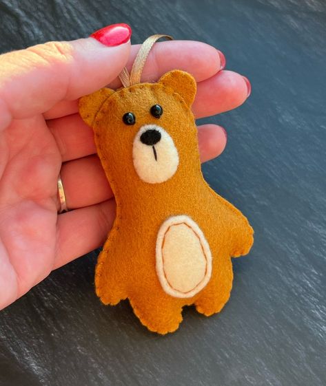 Teddy Bear, Felt Bear, Felt Animal, Christmas Decorations, Christmas Ornament, Bear, Animal Ornament, Xmas Tree Decorations - Etsy UK Felt Bear, Teddy Bear Ornament, Bear Felt, Frenchie Mom, Bear Animal, Felt Animal, Animal Christmas, Xmas Tree Decorations, Animal Ornament