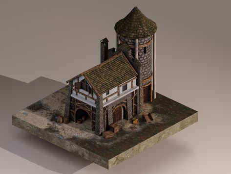 ArtStation - Medieval Warehouse, FATIH ORHAN Medieval Warehouse, Building Foundation, Uv Mapping, Low Poly 3d, 3d Projects, Game Assets, Cinema 4d, 3d Animation, Base Colour