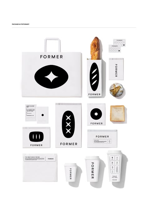 FORMER BAKERY on Behance Bakery Branding Design Logo, Minimal Branding Design Visual Identity, Bakery Brand Design, Bakery Branding Packaging, Cafe Packaging Design, Bakery Graphics, Cafe Graphic Design, Bakery Graphic Design, Cafe Branding Identity