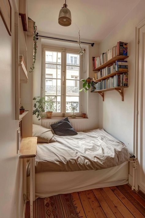 Small Bedroom Ideas Nyc, Small Nyc Apartment Bedroom, Tiny Nyc Apartment Bedroom, Small New York Bedroom, Nyc Small Bedroom, Tiny Bedroom Inspirations, Nyc Small Apartment, Small Nyc Bedroom, Really Small Room Ideas