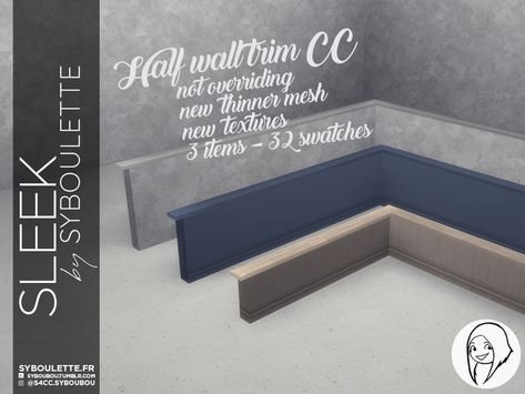 [DOWNLOAD] Sleek Trim set | Syboulette on Patreon Sims 4 Half Wall Trim Cc, Sims 4 Wall Trim Cc, Sims 4 Syboulette, Toddler Cc Sims 4, Wooden Trim, Half Walls, House Trim, Floor Trim, Concrete Table