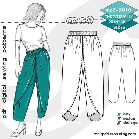 Wrap Pants Pattern, Pantalon Thai, Harem Pants Pattern, Tulip Wrap, Tulip Pants, Diy Sy, Dhoti Pants, Wrap Pants, Pants Sewing Pattern