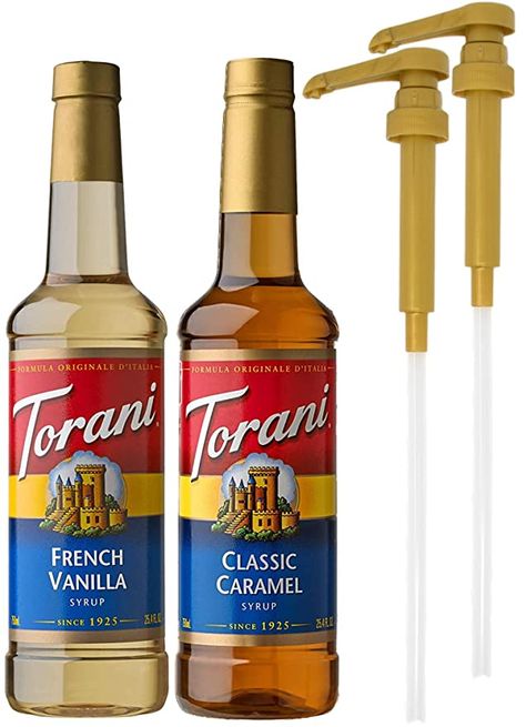 Amazon.com: By The Cup Syrup Pumps, Fits Torani Syrup Bottles and Includes 1 of each, French Vanilla and Classic Caramel 750 ml Coffee Syrup Flavoring : Grocery & Gourmet Food French Vanilla Syrup For Coffee, Aesthetic Hygiene, Coffee Syrup Bottles, Kopi Starbucks, Caramel Coffee Syrup, Vanilla Syrup For Coffee, French Vanilla Syrup, Coffee Items, Coffee Syrups