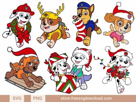 Paw Patrol Christmas Svg, Paw Patrol Christmas Tree Ideas, Paw Patrol Christmas Tree, Paw Patrol Navidad, Christmas Murals, Paw Patrol Christmas Ornaments, Paw Patrol Ornaments, Paw Patrol Svg, Nightmare Before Christmas Pumpkin