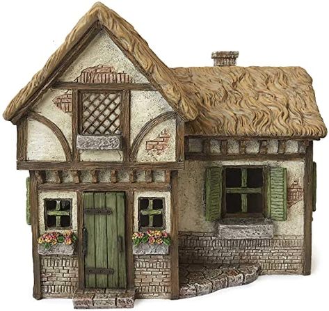 Medieval Cottage, Bristol Houses, Fairy Garden Cottage, Minecraft Town, Fantasy Buildings, Fairy Ideas, Green Shutters, Green Front Doors, Garden Railway