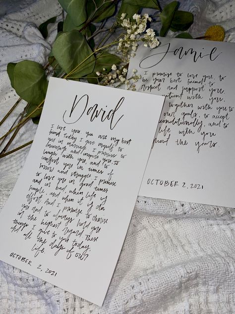 Handwritten Vows Wedding, Vows Picture, Handwritten Wedding Vows, Handwritten Vows, Vows Printed, Wedding Vow Calligraphy, Calligraphy Vows, Wedding Drawing, Shots Ideas