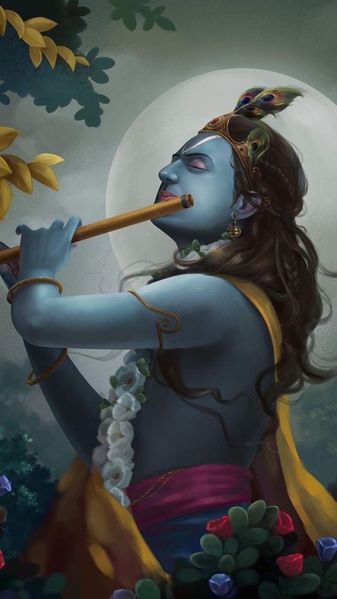 Krishna Wallpaper, Shree Krishna, Lord Krishna, Krishna, Moon, Iphone