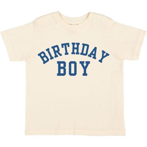 The Birthday Boy Varsity Short Sleeve T-Shirt is a fun and festive t-shirt for celebrating the birthday boy! Shirt Color: Natural. Graphic Color: Blue. Features: Tagless inside neck label for an itch-free wear. Fit: Toddler Unisex; True to Size. Each t-shirt is hand pressed with love using baby and child safe inks. Diy Birthday Shirt, Bday Shirts, Brick Wall Bedroom, Birthday Gifts Kids, Heat Press Projects, Toddler Boy Birthday, Baby Gift Registry, Mr Brown, Birthday Boy Shirt