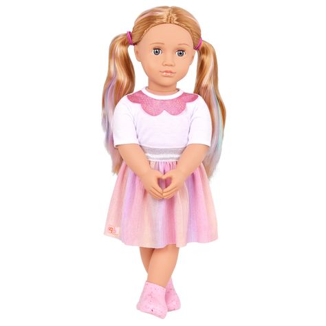 Og Dolls, Rainbow Skirt, Violet Eyes, Embellished Collar, Our Generation Dolls, Three Boys, Colored Highlights, Our Generation, Toy Store