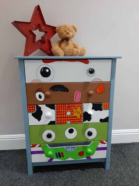 Toy Story Dresser Diy, Toy Story Theme Nursery, Toy Story Dresser, Toy Story Kids Room, Pixar Room Ideas, Toy Story Themed Nursery, Toy Story Playroom, Toy Story Toddler Room, Toy Story Room Ideas