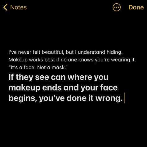 I’ve never felt beautiful, but I understand hiding. Makeup works best if no one knows you’re wearing it. “It’s a face. Not a mask.” If they see can where you makeup ends and your face begins, you’ve done it wrong. - Ginny & Georgia #ginnyandgeorgia #ginny&georgia #quotes #quotestoliveby #shethewildflower @shethewildflower @pinterest Ginny And Georgia Quotes About Love, Georgia And Ginny Quotes, Quotes From Ginny And Georgia, Ginnys Poem Ginny And Georgia, Ginny And Georgia Season 2 Quotes, 18s Aesthetic, Ginny And Georgia Poems, Ginny And Georgia Poem, Ginny Georgia Quotes