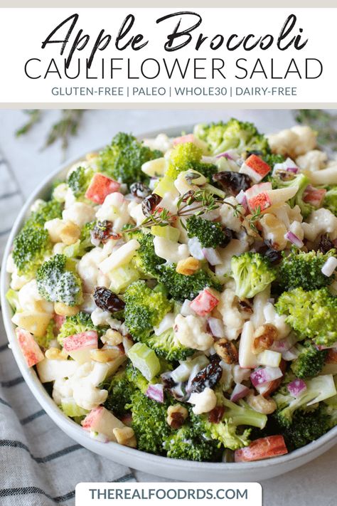 Salad Dairy Free, Fwtfl Recipes, Whole30 Salad, Whole 30 Salads, Whole30 Recipe, Paleo Salad, Dairy Free Salads, Dietitian Recipes, Broccoli Cauliflower Salad