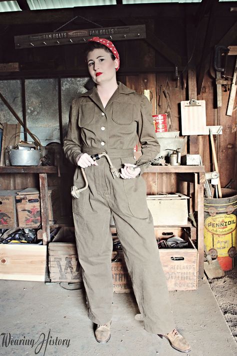 Mlp Hcs, Jumpsuit Inspiration, Coverall Pattern, Rosie The Riveter Costume, Costume Box, Wrap Dress Pattern, Goodwood Revival, Air Raid, Rosie The Riveter