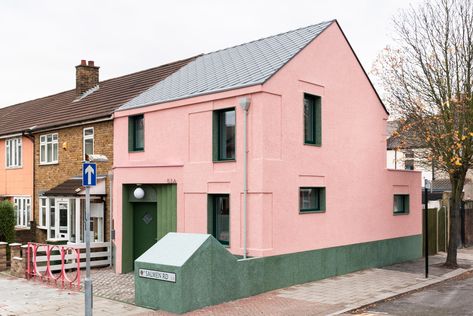 Pink-and-green house by Office S&M is an antidote to London's bland rental market Green House Architecture, Green Terrazzo, Architecture Today, Self Build, Pink House, Architecture Office, Pink Houses, Terraced House, Built Environment