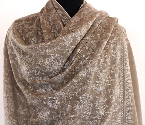 Pashmina Luxury Paisley Shawl, Hand Embroidered Cashmere Pashmina Wrap, Handwoven Natural Undyed Pashmina Wedding Shawl, (200x100)Cm by PaisleyShawls on Etsy Paisley Shawl, Pashmina Wrap, Cashmere Pashmina, 25% Off Sale, Wedding Shawl, Pashmina Shawl, Luxury Women, Shawls And Wraps, Elegant Fashion