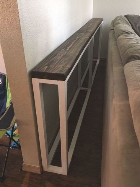 I like this idea of a skinny shelf behind the couch Design Homes, Custom Coffee Table, Diy Sofa Table, Diy Sofa, Coffee Tables For Sale, Living Room Tv, Design Case, تصميم داخلي, Home Living Room